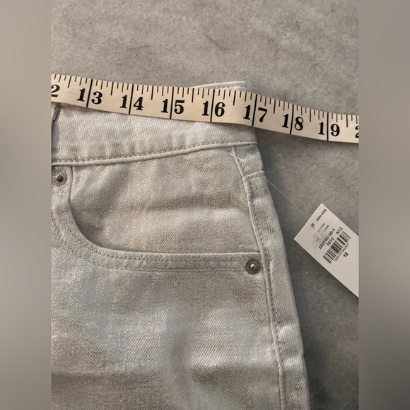 NWT Old Navy Size 10 Silver Shine Metallic Zip Stretch Denim A Line Mini Skirt - Picture 10 of 12